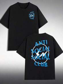 Funny Graphic T-Shirt1pc Women's Casual Round Neck Cotton T-Shirt Women's Sports T-Shirt Men's T-Shirt Couple T-Shirts Valentine's Day Gift Birthday Gift Christmas Gift Unisex T-Shirt Suitable For All Seasons,With The Anti Social Club MotifLatest Models,Summer Clothes Women,Spring Tops For Women,Graphic T Shirts,Summer Vacation Outfits - 4 - 查看 7