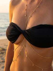 Dây chuyền thân vàng gợi cảm cho nữ, vòng cổ pha lê đính trên bikini, dây chuyền chéo eo, dây đeo bụng, phụ kiện trang trí tiệc mùa hè phong cách Bohemian cho bãi biển, quà tặng. - Nhiều màu - Xem 3