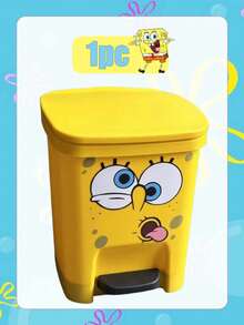 SpongeBob SquarePants SpongeBob Themed - Cute Cartoon Funny Expression Trash Can. This Is A Large Capacity Trash Can Suitable For Living Room, Bedroom And Outdoor Activities. - Yellow - View 22