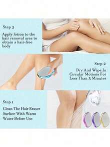 1件装水晶脱毛器，男女通用 - 无痛去角质，可重复使用防水脱毛工具，适用于背部、手臂、腿部，时尚设计，经久耐用 - 彩色 - 查看 6