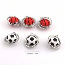 Creative Sports Style Basketball Football Rotatable Pendant DIY Handmade Keychain Necklace Pendant Accessories - Basketballs [2] - View 3