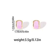 Pendientes de cuentas de acero inoxidable minimalistas, pendientes versátiles de estilo francés retro para mujeres - Blanco - Ver 4