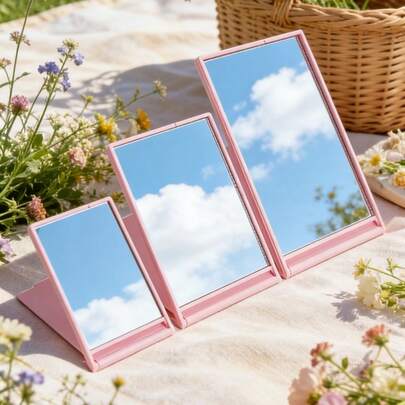 Tabletop Flip Mirror, Available In Multiple Sizes, Solid Color Minimalist Design, Dust-Proof And Anti-Fog For Bathroom Use, Suitable As Christmas/Wedding/Valentine's Day/Mother's Day Gift, Home Decor