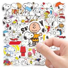 SNOOPY 50张可爱卡通狗和人物贴纸 - 漫画主题贴纸，适用于笔记本电脑、水瓶、滑板、日记本和派对礼物。 - 彩色 - 查看 7