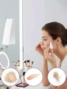 100/10/20pcs Disposable Triangle Makeup Sponge Puff, Dry & Wet Dual-Use Makeup Sponge Blocks, Non-Absorbing Makeup Blender, Makeup Tools - Multicolor - View 3