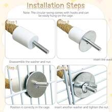 1pc Hanging Ring + 1pc Perch Bird Toy Set, Woven Hanging Ring Bird Toy, Perch Toy, Chew & Grind Toy Suitable For Bird Cage Interaction - View 6