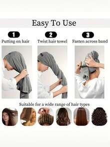Extra Large Super Absorbent Microfiber Hair Drying Towel, Multi-Functional Highly Absorbent Hair Towel With Elastic Strap, Soft And Comfortable, Suitable For All Hair Types, Goodbye Frizz, Multiple Colors Available (23.6*39.4 Inches/60*100 Cm) - Multicolor - View 6