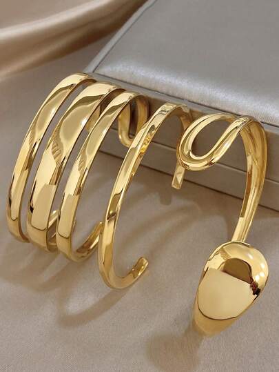 Einzigartiges asymmetrisches geometrisches offenes Armreif-Armband, Goldfarben, stapelbar, geeignet für den täglichen Gebrauch, Partys, Muttertag, Valentinstag, Hochzeiten, Musikfestivals, Weihnachten, Schmuckgeschenk