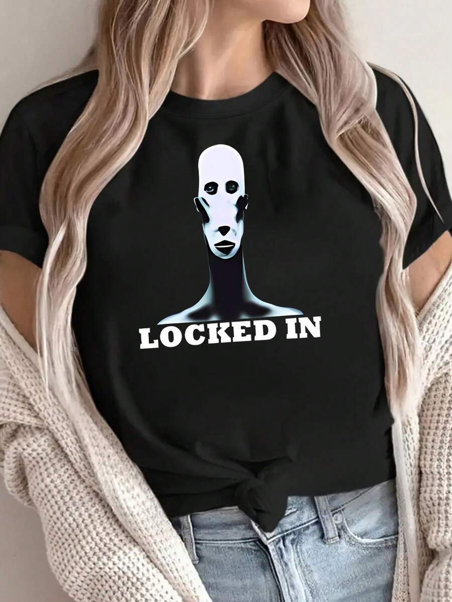 Funny Locked In Alien Meme Tee Shirt Gift For Woman And , Viral Dank Memes T-Shirt, Ugly Tshirt, Stupid Gifts, Weirdcore Shizogram Shirts - Negro - Ver 1
