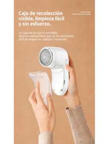 Quitapelusas Eléctrico Recargable para Ropa, Quitapelusas Portátil con Malla de Abeja Protectora de Tejidos Delicados, Elimina Eficazmente Pelusas, Bolitas y Pelos de Mascota para Prendas de Lana, Algodón, Satén y Todo Tipo de Tejidos, Diseño Compacto Fácil de Limpiar y Usar, 3 Opciones de Colores Disponibles, Ideal para Uso Doméstico, Viaje y Como Regalo en Todas las Ocasiones - Caja de recolección de polvo visual - Ver 6