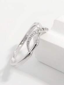 1枚优雅别致的925纯银锆石竹节结无限符号戒指，适合女性日常佩戴、约会、派对等场合，提升优雅气质，是馈赠佳品。 - 銀色 - 查看 2
