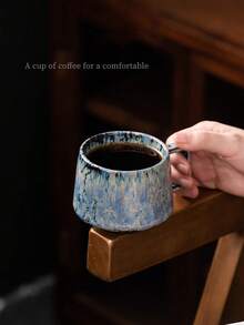 1pc 200ml Creative Ceramic Mug With Unique Reactive Glaze, Suitable For Breakfast, Water, Juice, Couples, Luxury Coffee, Latte Art, Beverage - Multicolor - View 7