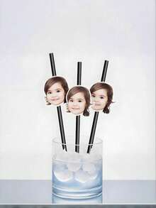 1/12/24/48PCS Personalized Face Straws, Custom Cut-Out Photo Faces, Customized Face Confetti, Face Photo Stickers With Straws And Fixings, Home Decor, Party Decoration, Personalized Custom Gift, Unique Gift - Multicolor - View 5