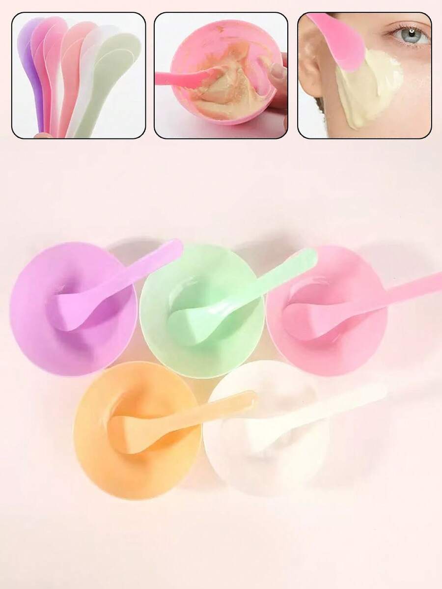 18/6件套面膜勺、面膜碗套装、搅拌棒、塑料涂抹刷、混合工具、刮刀、面膜棒。沙龙版。操作简便。 - 彩色 - 查看 1