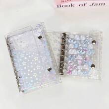 1 pieza Carpeta de anillas dobles transparente A6/A7/A8, Cuaderno de pegatinas, Carpeta de hojas sueltas, Almacenamiento de pegatinas, Estuche para lápices, Carpeta de cuaderno de pegatinas, Páginas interiores de recambio, Cuaderno de pegatinas, Cuaderno de hojas sueltas - Multicolor - Ver 6