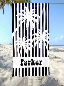 Personalized Palm Tree Striped Towel, Friend Beach Travel Gift, Holiday Towel, Personalized Cruise Beach Towel, Beach Towel - Multicolor - View 3