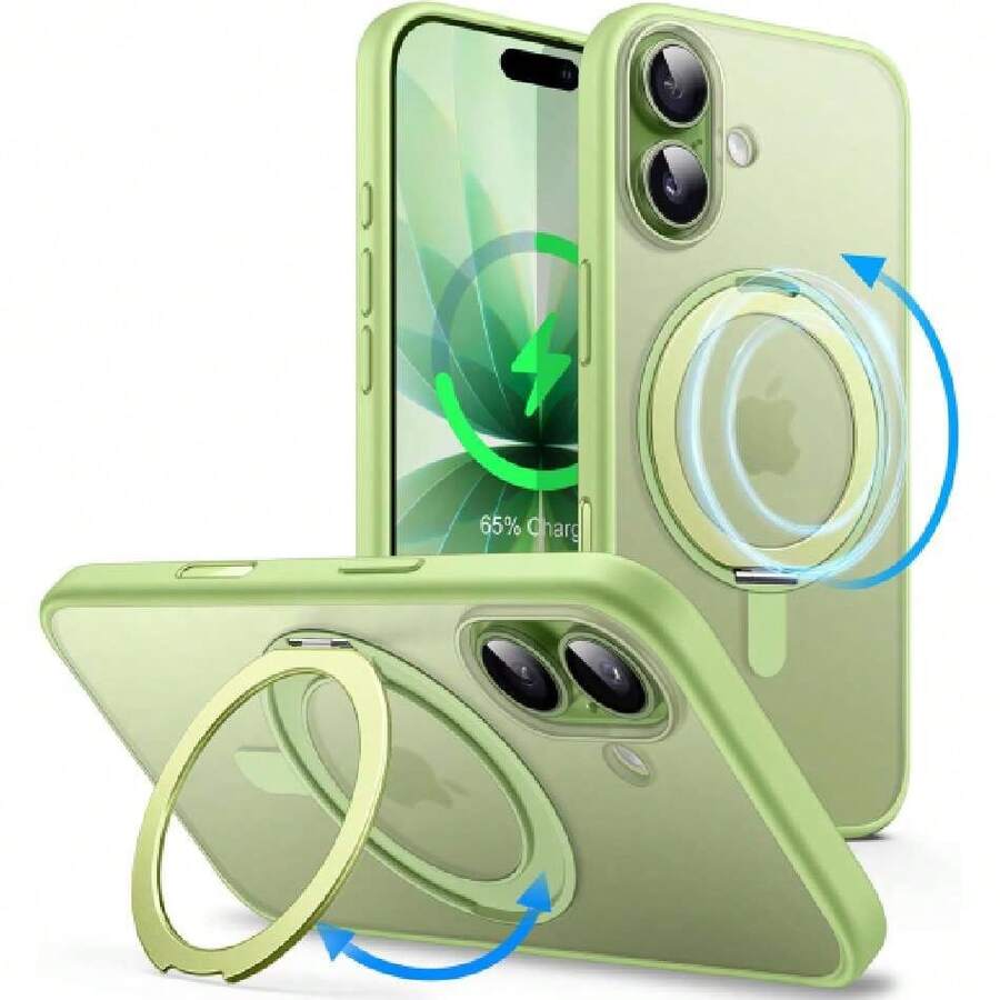 Funda Anillo Giratorio 360 Grados para iPhone 17 6.3 Pulgadas con Botón Control Cámara, Compatible con MagSafe, Carcasa Slim Antigolpes con Soporte & Porta Anillos (Salvia),42370786 - Celeste - Ver 1