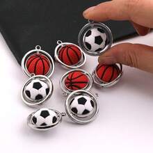 Creative Sports Style Basketball Football Rotatable Pendant DIY Handmade Keychain Necklace Pendant Accessories - Basketballs [2] - View 7