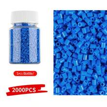 2,6 mm Perles de fusion Sundymot, série de couleurs bleues, emballées individuellement, 2000 pièces+ avec bouteille de rangement, anti-déversement, fournitures artisanales pour fabrication de bijoux, pendentifs, porte-clés, cadeaux pour remise des diplômes, rentrée scolaire, Noël, fête, anniversaire, kit de recharge de perles de fusion multicolores de 2,6 mm - Perles puzzle de 2,6 mm - Voir 22