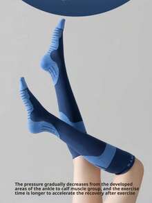 2 Pairs/3 Pairs Women Sports Muscle Compression Socks, Knee-High Athletic Socks, Functional Sports Fitness Cycling Running Socks, Slimming Leg, Anti-Slip Shock Absorption, Suitable For Pregnant Women, Nurses And Active Women - Multicolor - View 5