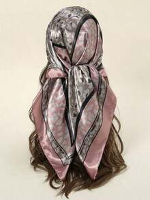 1pc Women's Fashion Summer Paisley Pattern 90cm Square Scarf, UV Protection Headscarf And Neck Bandana, Versatile Hair Wrap, Lightweight Satin-Feel Accessory For Daily Wear, Travel, And Outdoor Activities, Chic Gift Idea For Women - 01-海軍藍 - 查看 5