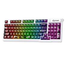FREEWOLF M95 透明薄膜键盘，透明 PBT 键帽，有线游戏键盘，带侧边灯条，1680 万色 RGB 背光，94 个静音按键，机械手感，26 键无冲突，适用于 PC - 查看 11