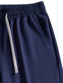 Men's Casual Shorts, Versatile Simple Design, Suitable For Sports, Outdoor, Dating, Gift For Girlfriend, Drawstring Pockets, Spring/Summer - Navy Blue - View 5