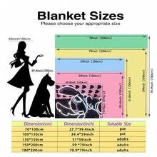 1pc Cartoon Character Black & Pink Graphic Flannel Blanket - Soft & Cozy For Outdoor, Travel, Camping, Sofa, Bedding - Modern Playful Minimalist Print, Comfortable Bedding Accessory For All Seasons, Versatile - Multicolor - View 4