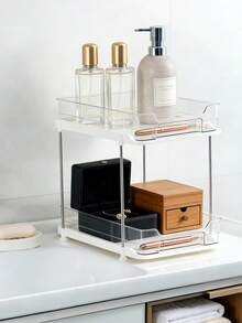 1 hộp đựng mỹ phẩm trong suốt, dung tích lớn, di động, dùng để dưới tủ/bồn rửa, giá đựng đa năng để bàn, hộp đựng đồ trang điểm trong suốt, hộp đựng và sắp xếp đồ trang điểm, hộp dụng cụ phòng tắm, dùng cho bàn trang điểm, bàn làm việc, trang trí phòng, quà tặng trang trí nhà cửa - Nhiều màu - Xem 8