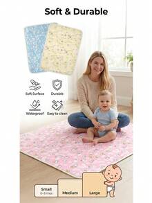 TDHD 1pc Cartoon Print Diamond Velvet Waterproof Breathable Reusable Baby Diaper Changing Pad, Suitable For Daily Care - Pink - View 1