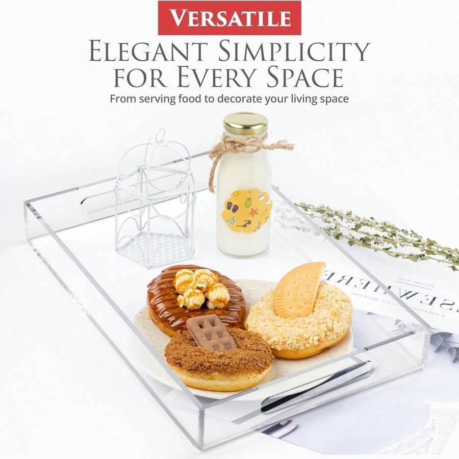 1pc Acrylic Tray, Transparent Fruit Plate, High-End Hotel Home Use Storage Organizer, Acrylic Cosmetic Box - Clear - View 1