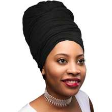Ankara - Soft African Print Headscarf For Long Hair, Head Wrap, Turban, Tie, African Fabric, 2 Pieces Black And Fuchsia, 42543438 - 咖啡棕 - 查看 2
