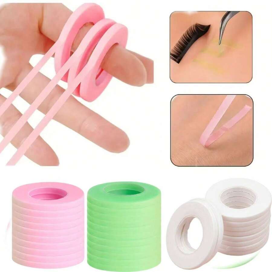 2pcs/5pcs/10pcs 4mm Eyelash Extension Glue Tape, Eyelash Extension Lift Eyelid Tape, Low Allergy Breathable Micro-Hole Tape, Eyelash Extension Isolation Tape, Professional Salon Tools - Multicolor - View 1