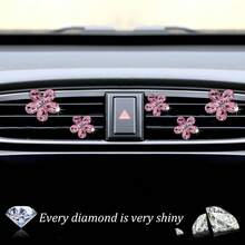 5入組水鑽花朵設計汽車出風口裝飾品 - 粉色 - 查看 2