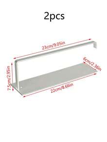 Carbon Steel No-Drill Paper Towel Holder, Kitchen/Bathroom Tissue Roll Rack, Adhesive Mounted Cleaning Cloth Hanger, Large Square Bathroom Storage Shelf - Multicolor - View 14