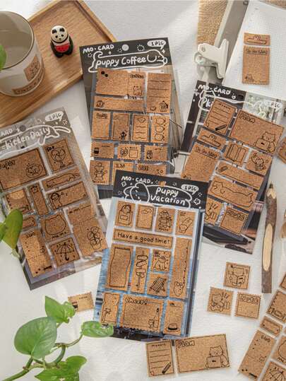 MOCARD 1 paquet de 4 autocollants assortis avec motifs mignons de chats et de chiens. Autocollants décoratifs esthétiques créatifs, matériel de décoration DIY, de scrapbooking et d'artisanat. Cadeau pour les fêtes, fournitures scolaires personnalisées pour scrapbooking.