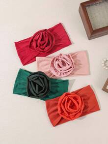 Solid Color Fashion Rose Flower Baby Headband, Soft & Comfortable Infant Hair Accessories - Multicolor - View 2