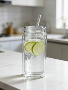 475ml doppelwandiger transparenter isolierter Becher mit Strohhalm und Deckel - PC Kunststoffmaterial, vorgebohrte Löcher für einfache Strohhalm-Installation, hervorragende Isolierung für heiße und kalte Getränke, geeignet für Büro, Camping, Partys und auch als Geschenk zur Graduierung oder zum Vatertag verwendbar - Verschiedenfarbig - Übersicht 6