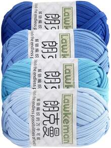 Lawkeman 4 pezzi/400g Filato di alta qualità per magliette, rotoli di filato per magliette - 2 cm di larghezza, filato intrecciato e lavorato a maglia, morbido e versatile, adatto per artigianato fai-da-te, può essere utilizzato per uncinetto e tessitura di borse, cuscini, bambole, coperte, pantofole, progetti all'uncinetto, ecc. Disponibile in più colori, filato multicolore | Filato in poliestere | Filato per uncinetto | Filato per artigianato | Palline di filato dai colori vivaci | Materiali per artigianato multifunzionali, accessori e forniture per la tessitura - Stili multipli - Visualizzare 18