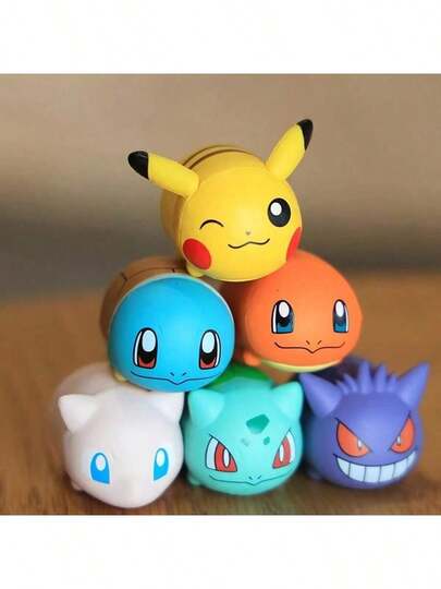 pokemon 1/6pcs Mini Stackable Figures Set - Adorable Collectible Desk Decor Featuring , Perfect For Display, Gifts & Fun Space Accents [Random Style]