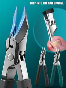 Heavy Duty Stainless Steel Nail Clippers, Thick Nail & Ingrown Nail Trimmer With Non-Slip Handle, Durable Nail Care Tool For Adults And Elderly, Nail Groove Cleaner, Daily Foot And Hand Care - Multicolor - View 2