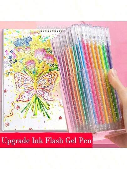 8色荧光凝胶笔，高品质文具，适用于日记、DIY相册、绘画、荧光笔、闪亮荧光笔、流沙变色笔、儿童文具