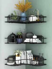 2pcs/1pc Stainless Steel Suction Cup Bathroom Shower Caddy, Bathroom Storage Rack - Black - View 4