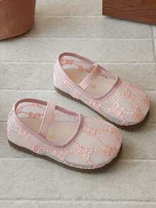 Giày bệt mới cho bé gái năm 2026, giày tập đi cho trẻ nhỏ, giày búp bê lưới thoáng khí, giày công chúa dễ thương cho bé, giày đi học thường ngày. - Hồng - Xem 3