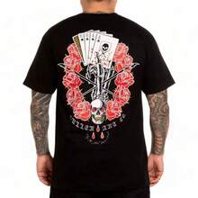 Cotton Men's Sullen Art Co Death Dealer Black Skulls Tattoo Biker Tee-Shirt S-4XL - 黑色 - 查看 1