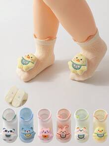 1 Paar atmungsaktive Baby Socken mit süßer Figur für Frühling/Sommer, rutschfeste Kleinkind Socken für Neugeborene 0-1 Jahre - Verschiedenfarbig - Übersicht 2