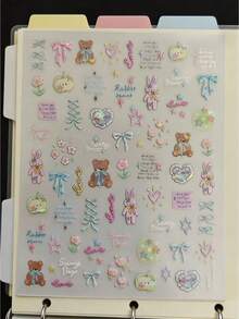 Kawaii Cute Bear Bunny Stickers For Journaling, Transparent Clear Pastel Aesthetic Waterproof Vinyl Stickers For Scrapbooking Planner Diary Stationery Laptop Phone Case Water Bottle DIY Crafts School Supplies Gift For Girls Teens Kids - To5547 - View 9