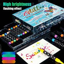 1pc 24/48/72/96 Colors Double-Ended Dual-Color Glitter Acrylic Marker Pens, Opaque Blendable Soft Tip Art Supplies For Students, Back To School - Glitter Marker - View 3