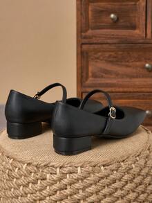 Giày cao gót Mary Jane mũi vuông cao 3cm màu cà phê, phù hợp cho công sở, dự tiệc, màu đen cổ điển, giày kaki thời trang thường ngày. - màu đen - Xem 6