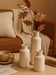 1pc Countryside Style Decorative Vase, Cream Color, Available In 3 Sizes, Suitable For Home Decor, Bedroom, Office & School Supplies, Storage, Wedding Decoration, Jewelry Storage, Party Decoration, Perfect Gift Choice - Multicolor - View 4